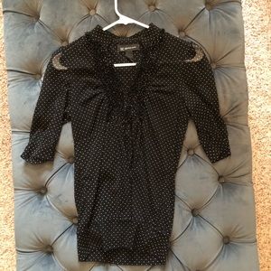 Black and white polka dot sheer top